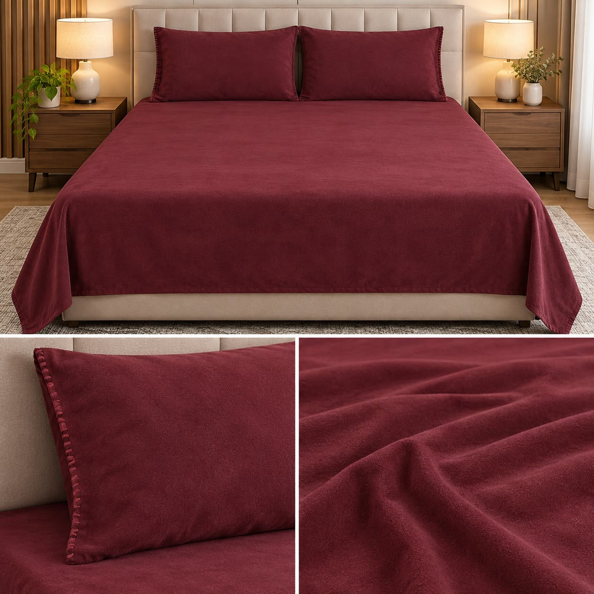 Ultra Soft Winter Bedsheet Set – King Size 3 Pcs | Luxury Textured Plain Bedsheet