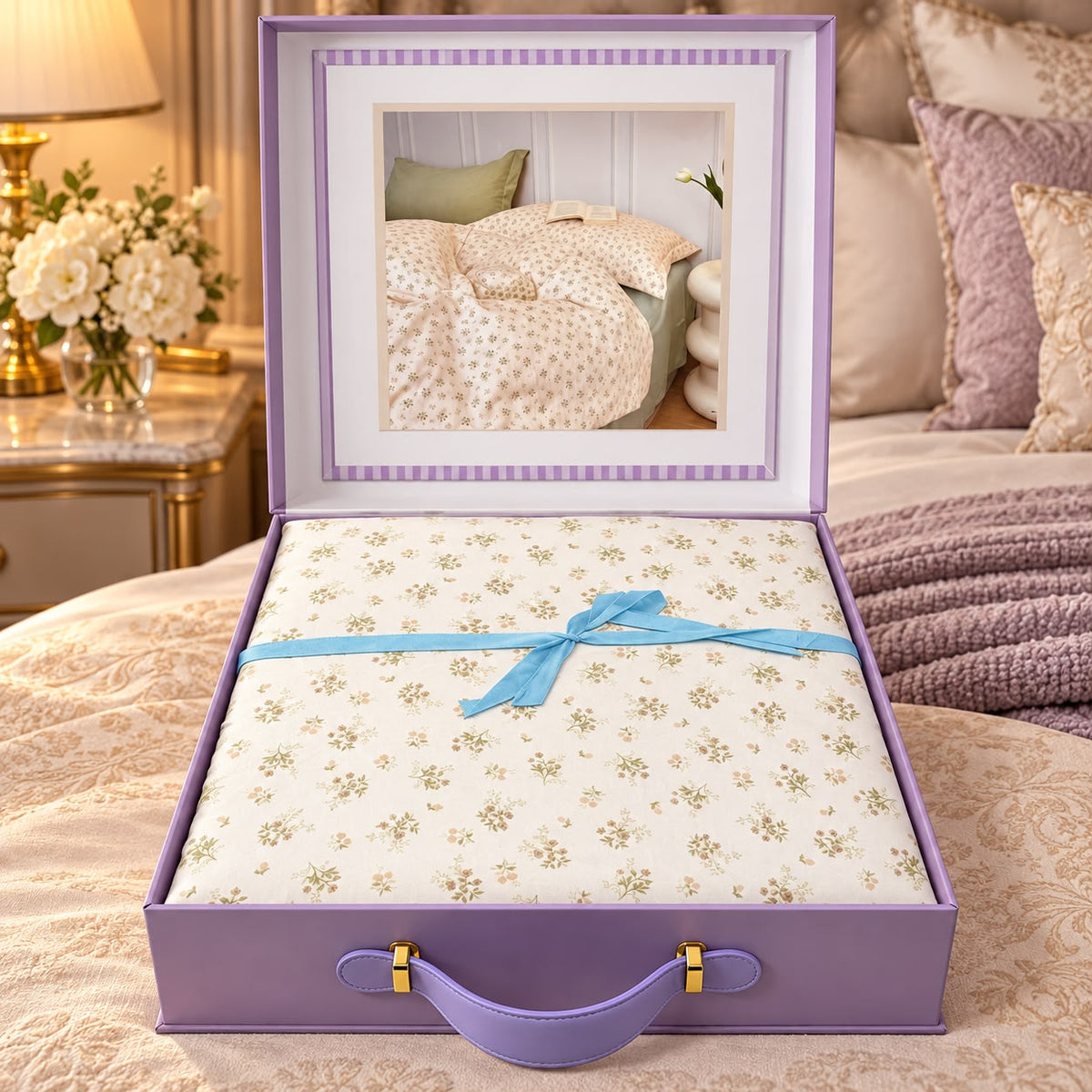 Premium Luxury 4 Piece Duvet Cover & Bedsheet Gift Box Set