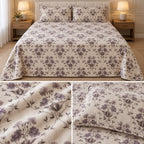 Premium English Garden Floral Winter Bedsheet Set – King Size 3 Pcs | Elegant Cotton Feel Designer Bedsheet