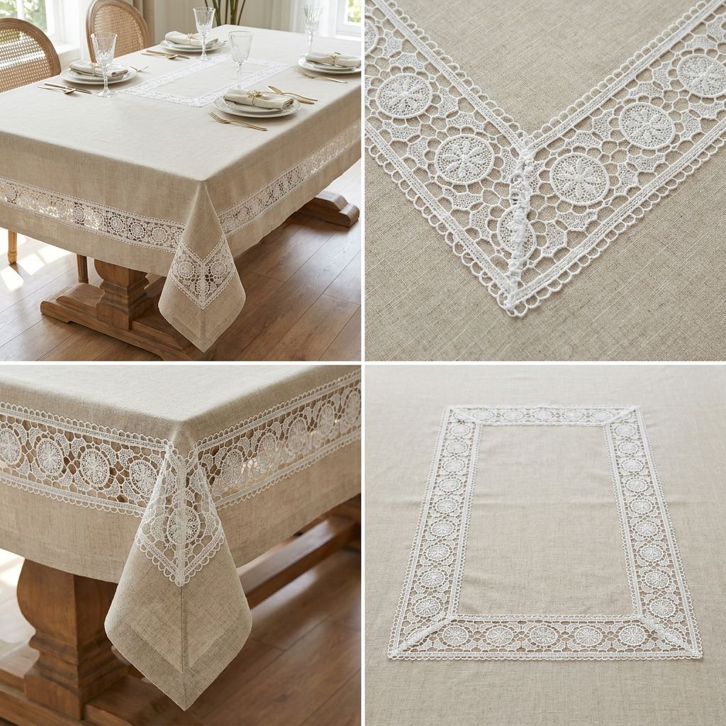 Elegant Floral Embroidered Dining Table Cover – 4,6 & 8 Seater