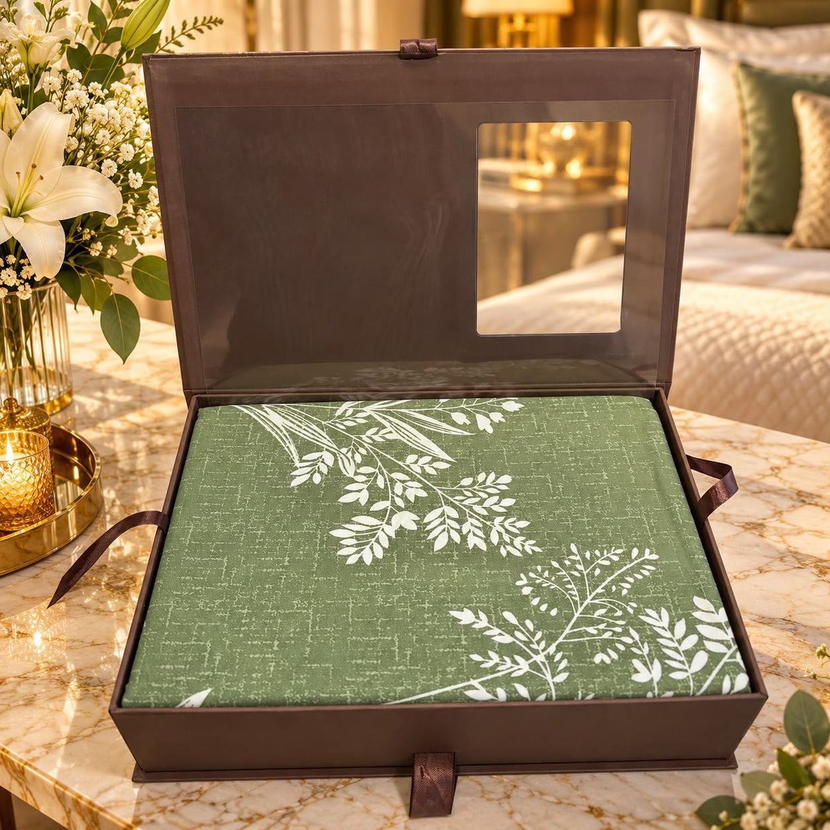 Premium Luxury Bedsheet Gift Box – 3 Piece Double Bed Bedsheet Set with Elegant Designer Prints
