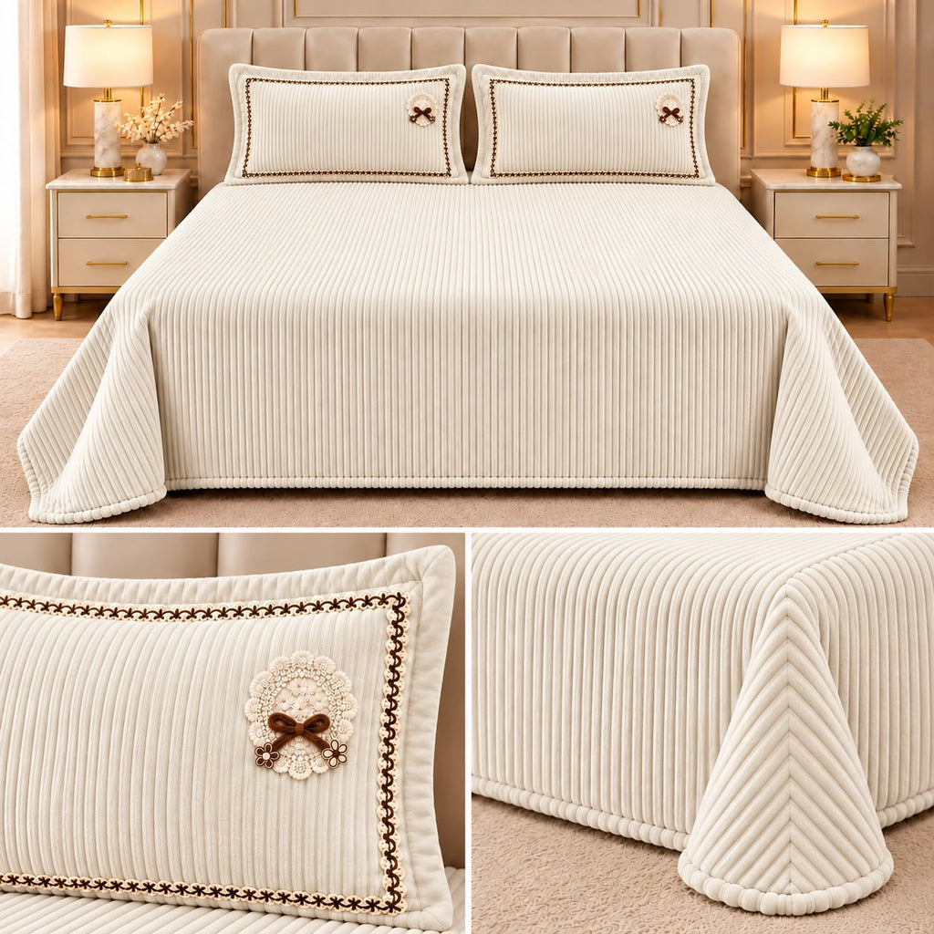 Luxury Ribbed Velvet Winter Bedsheet Set – King Size 3 Pcs Product Code :- 55B228RKEH