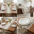 Elegant Floral Embroidered Turkish Table Runner (70 x 16 Inches)
