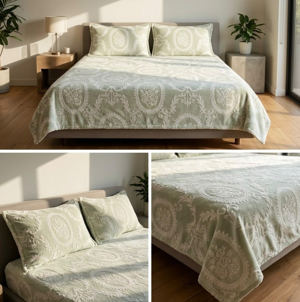 Embossed Winter Bedsheet Set – Ultra Soft & Cozy King Size (3 Pcs)