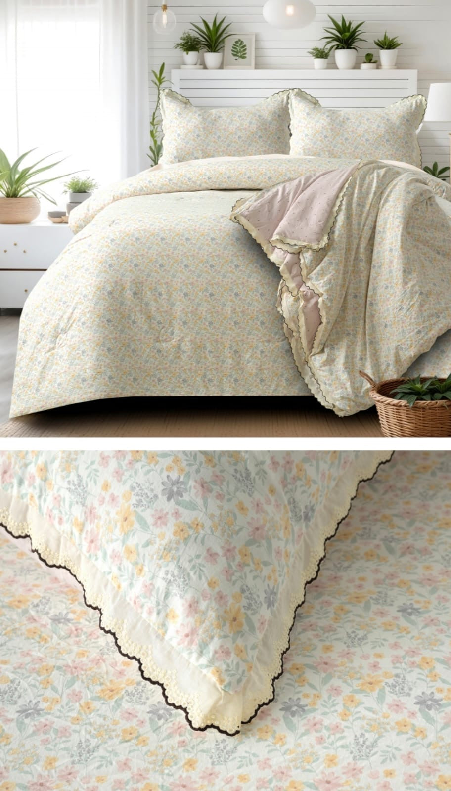 Victorian Lace Comforter Set – 4 Pcs (King Size)