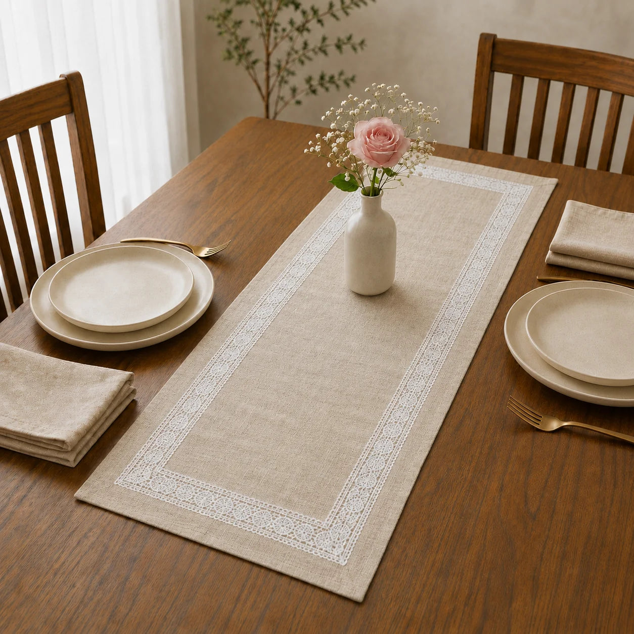 Luxury Floral Lace Turkish Table Runner (16 x 72 Inches)
