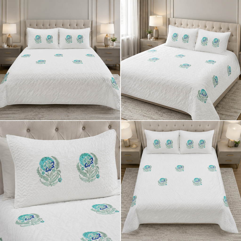 Motif Muslin Quilted Bedcover – King Size Luxury Product Code :- 55B365RKEH