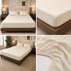 Pure Satin Cotton Plain Fitted Bedsheet – King Size 108×108 Inches | Soft & Smooth Luxury Bedding