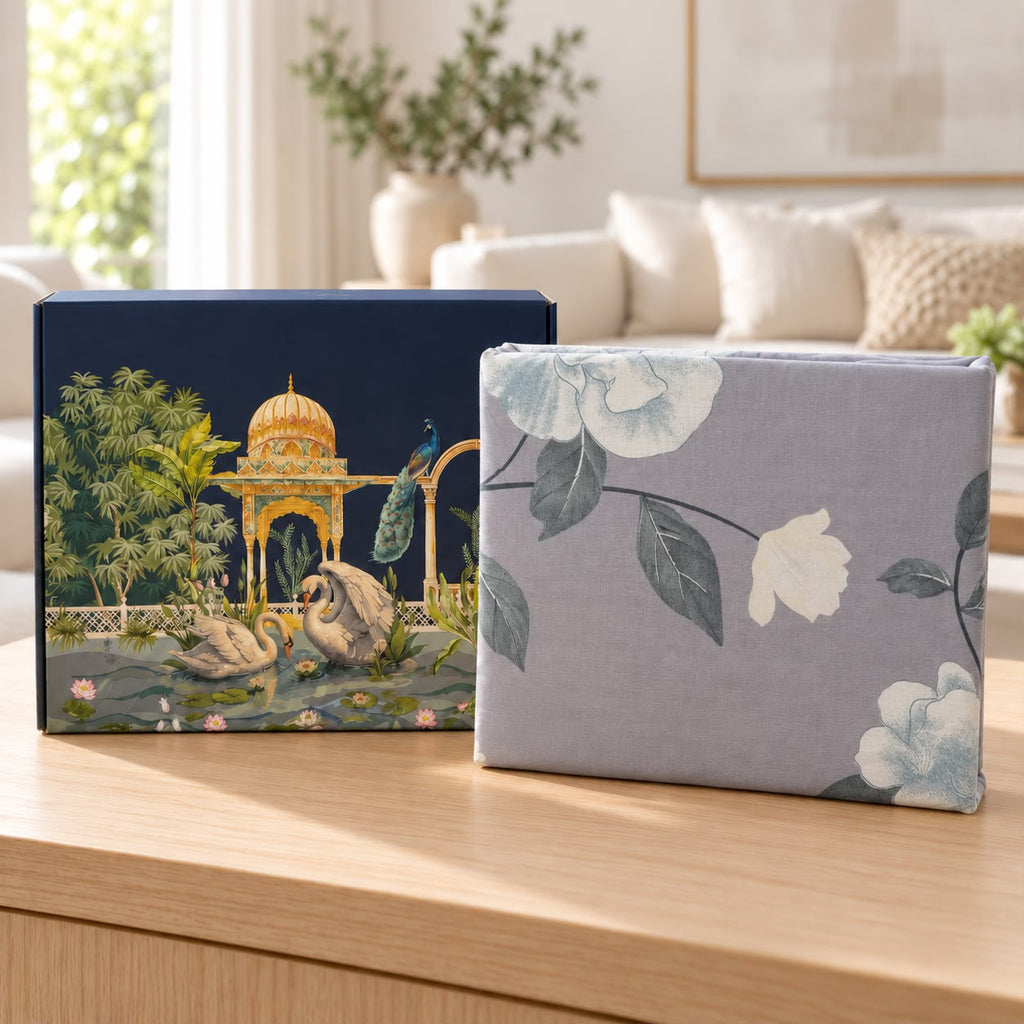 Luxury Botanical Printed Bedsheet Gift Box – Premium 3 Pcs Set