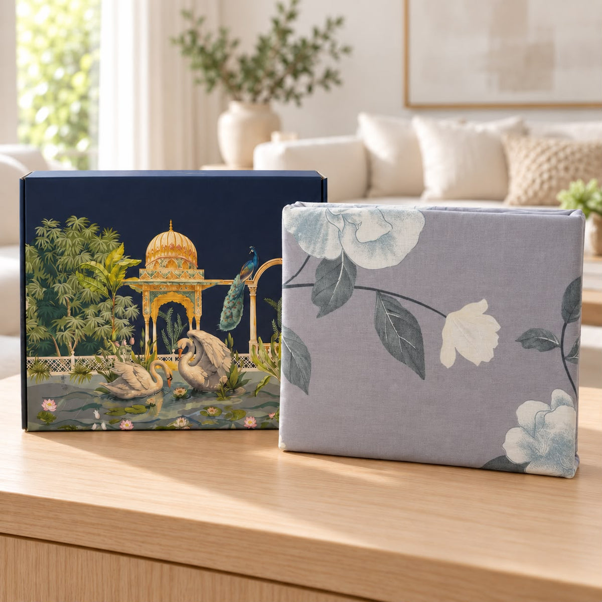 Luxury Botanical Printed Bedsheet Gift Box – Premium 3 Pcs Set