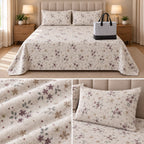 Floral Printed Winter Bedsheet Set with Matching Pillow Covers & Storage Bag – King Size
