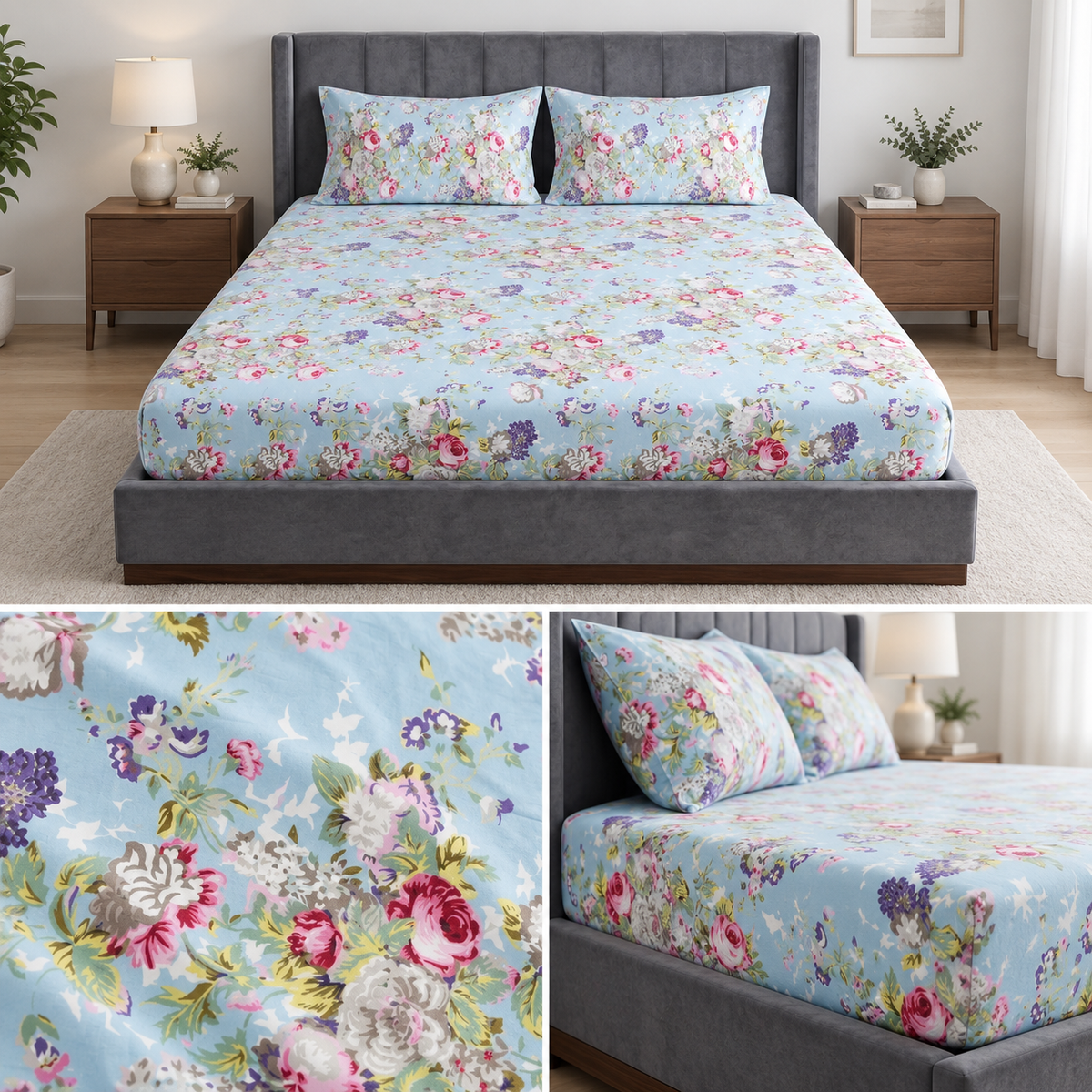 English Prints Fitted Bedsheets Pure Cotton h Product Code :- 55B93RKEH