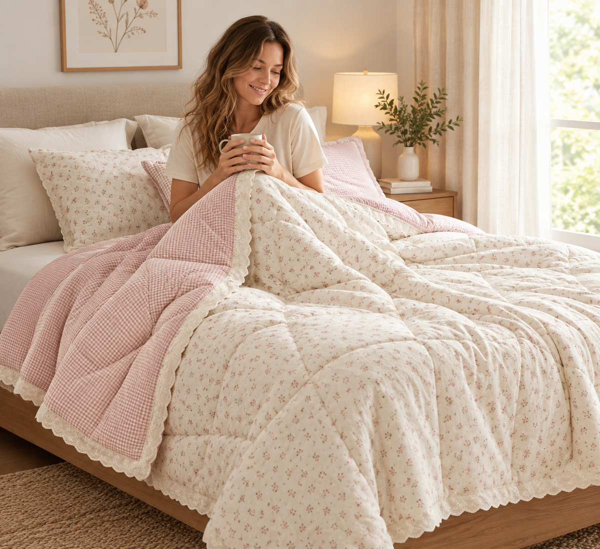 Lavender Cottage Reversible Comforter – Double Bed  Product Code :- 55B175RKEH