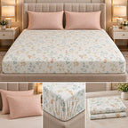 Wildflower Whisper 100% Pure Cotton Fitted Bedsheet Set