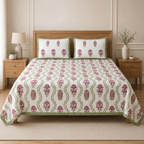 Khadi / Slub Cotton King Size Bedcover Set (with 2 Pillow Covers)