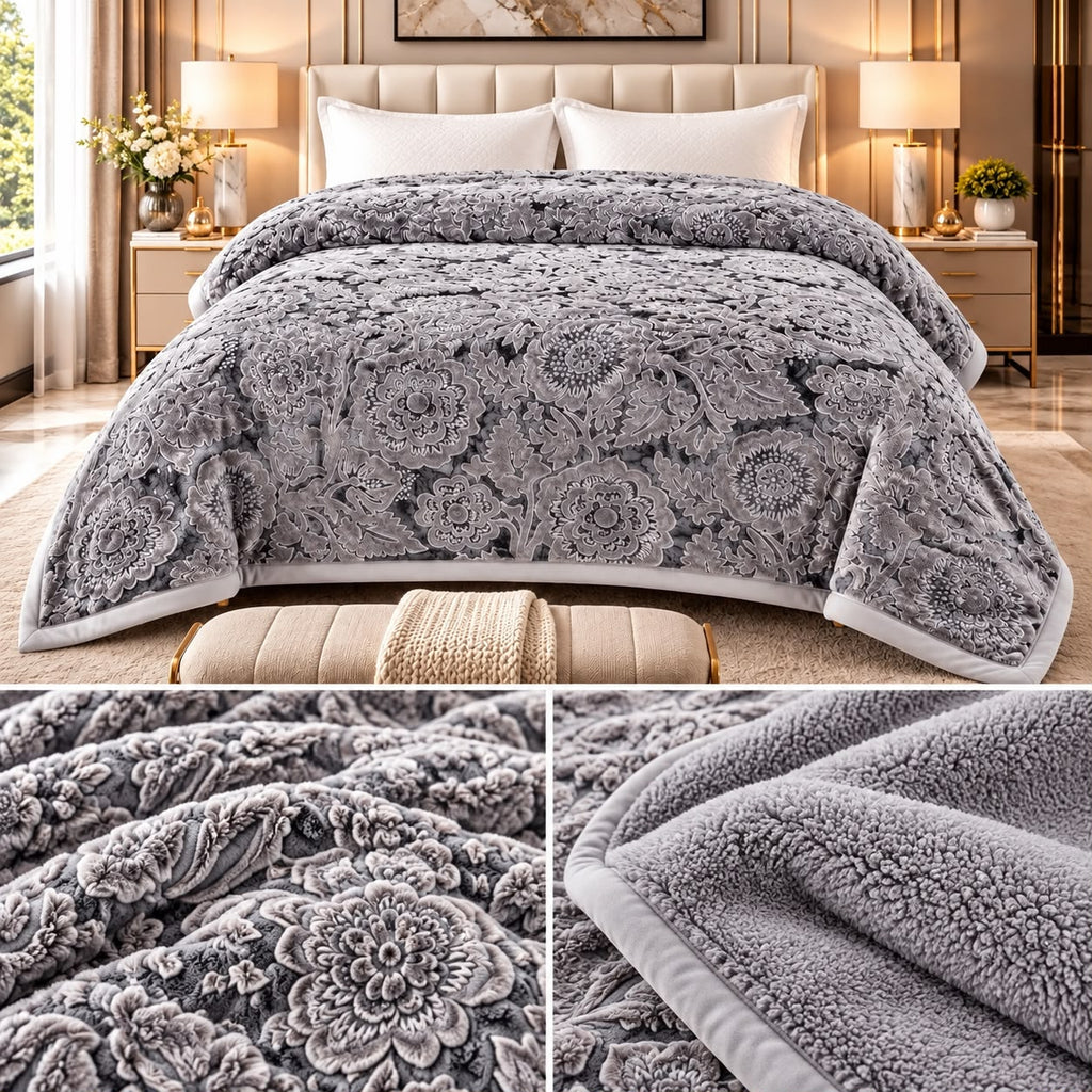 Feather Touch Triple Ply Luxury Winter Blanket – Double Bed | Heavy & Super Soft Product Code :- 55B335RKEH