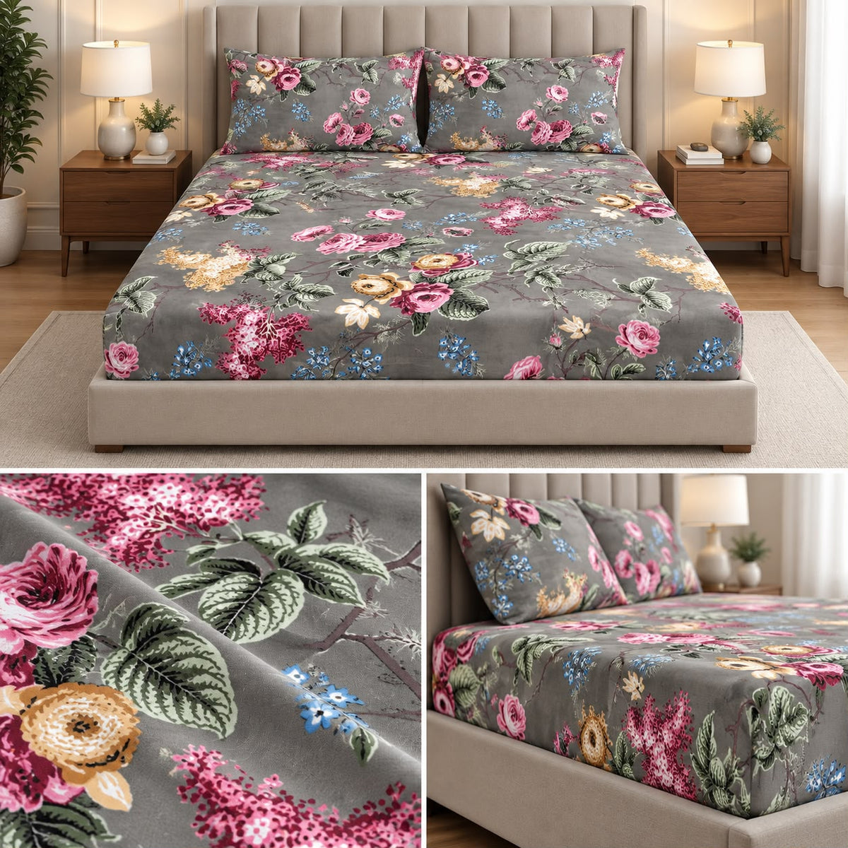 English Prints Fitted Bedsheets Pure Cotton h Product Code :- 55B93RKEH