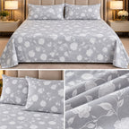 Jumbo Luxury Floral & Botanical Printed Bedsheet Set – 3 Pcs 120*120 Inch Super King