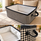 Foldable Storage Organizer Basket – Black & White Houndstooth Design