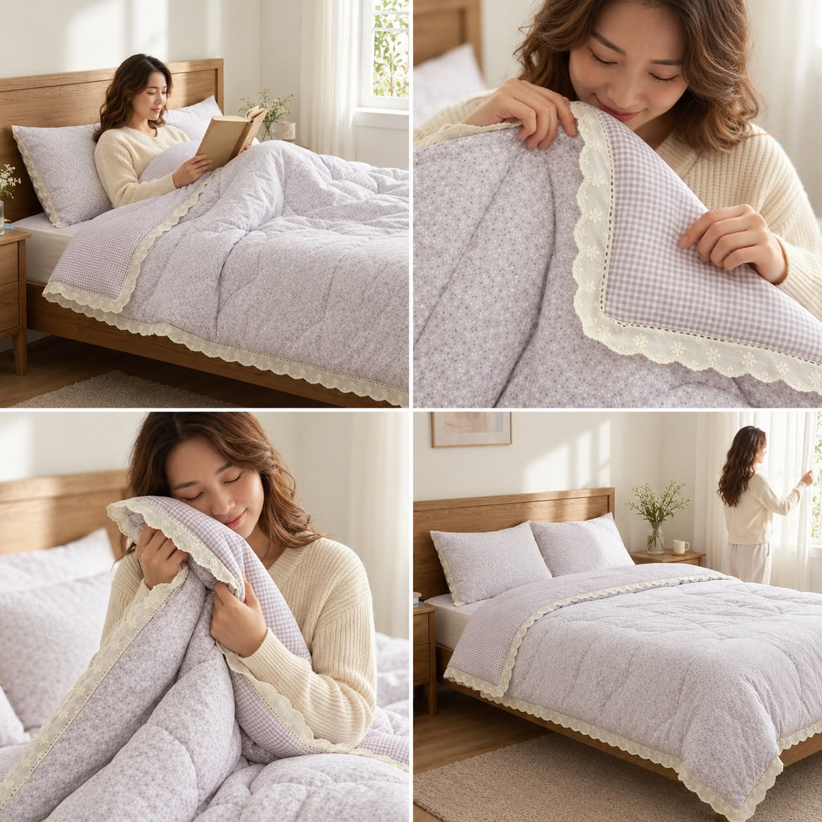 Lavender Cottage Reversible Comforter – Double Bed  Product Code :- 55B175RKEH