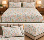 Vintage Bloom Quilted Bedcover Set – King Size 3 Pcs 100 % Pure Cotton