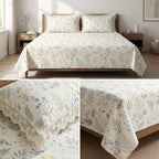 Premium 300 TC Pure Cotton Bedsheet Set with Designer Lace Pillow Covers – King Size 108 x 108 Inch