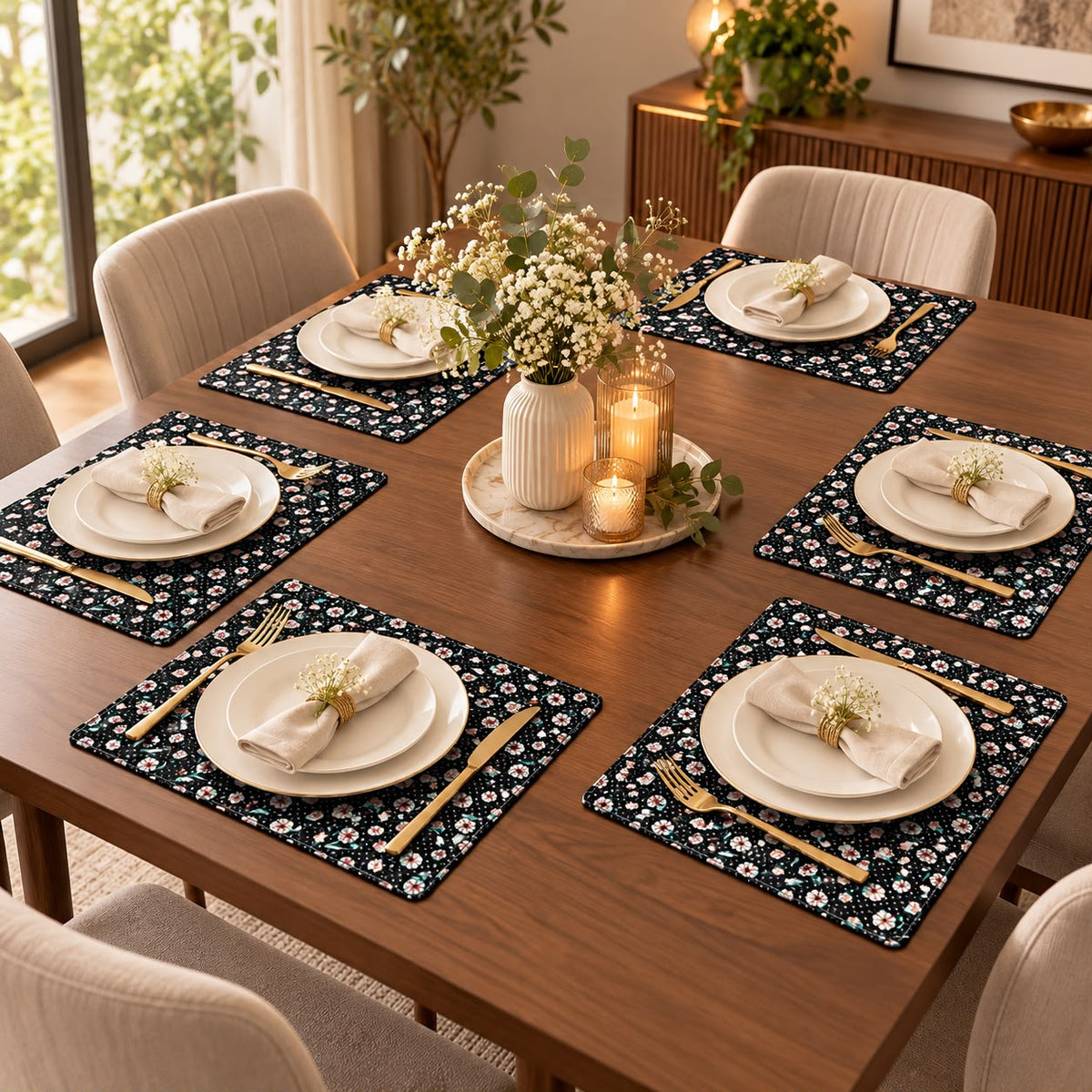 Leather Texture Dining Table Placemats – 6 Pcs Set | 12 × 18 Inches