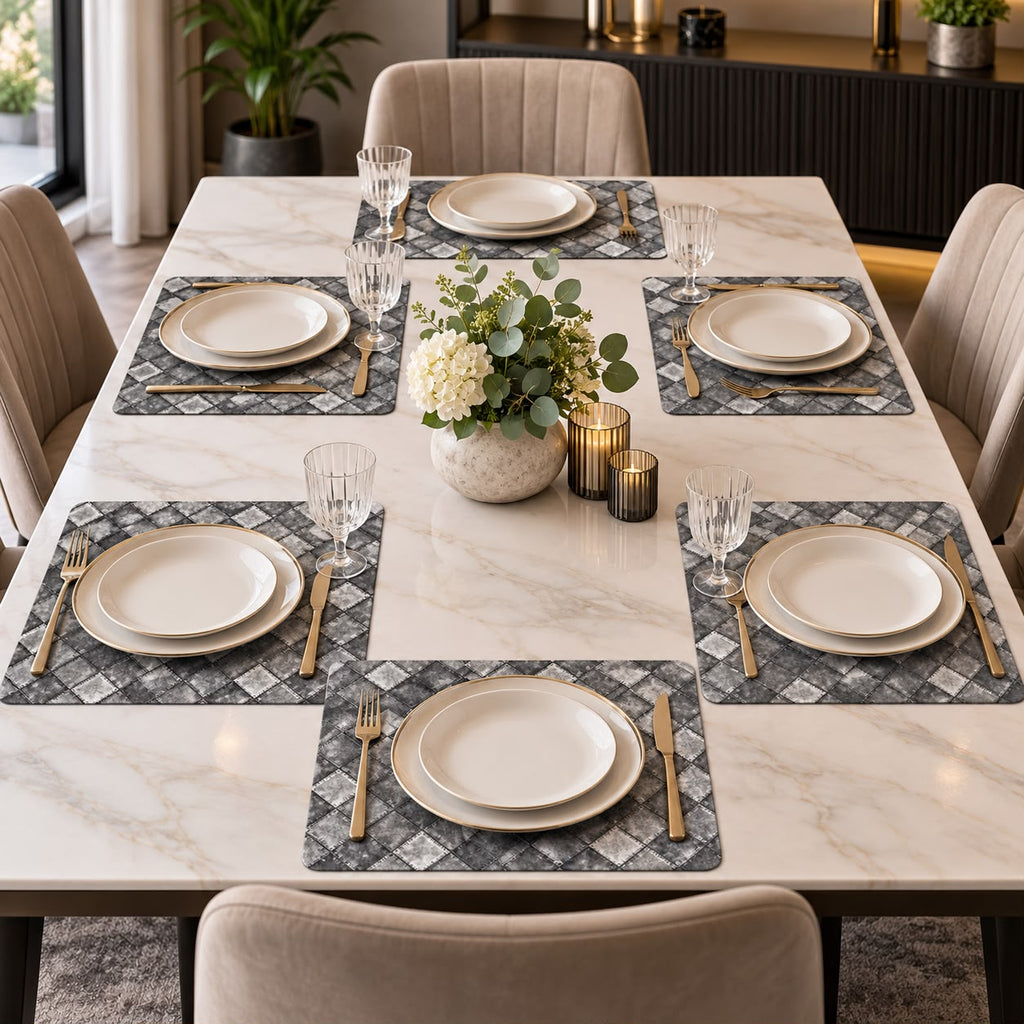 Leather Texture Dining Table Placemats – 6 Pcs Set | 12 × 18 Inches