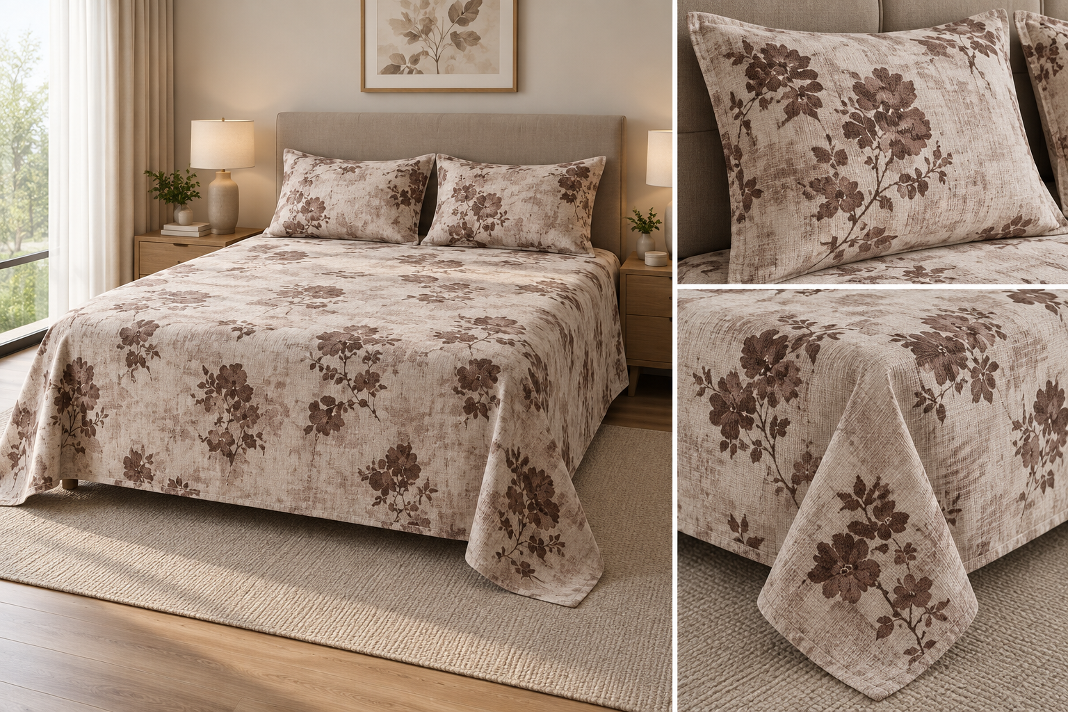 🌿 Soft Rib Cotton Bedsheet | King Size 108 x 108 | Product Code :- 55B99RKEH