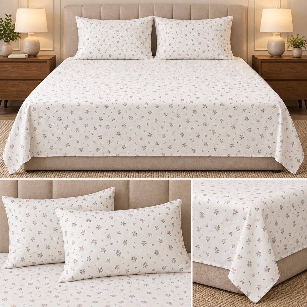 Blush Petal Cotton Bedsheet Set – King Size 3 Pcs Soft Like Butter