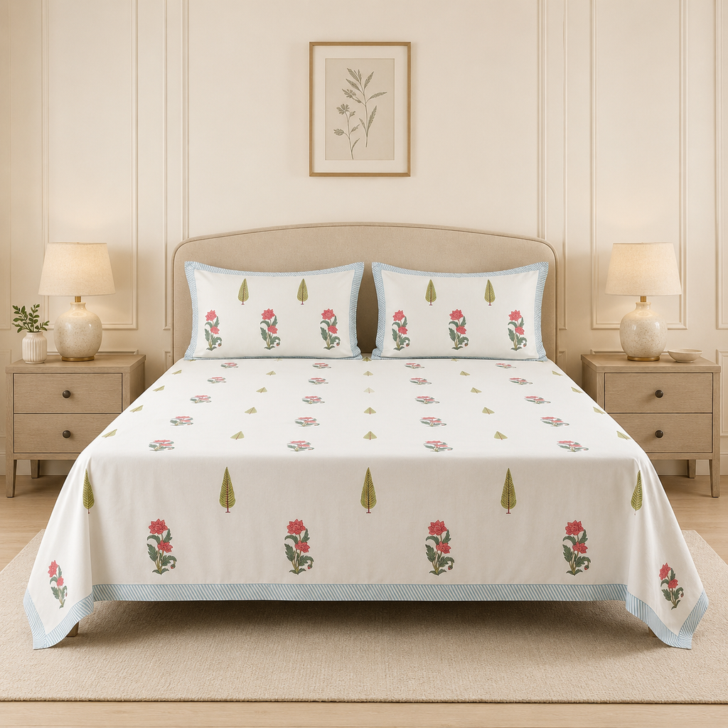 Casement Block Prints Non-Quilted Bedcover – 108 x 108 Inches Product Code :- 55B108RKEH