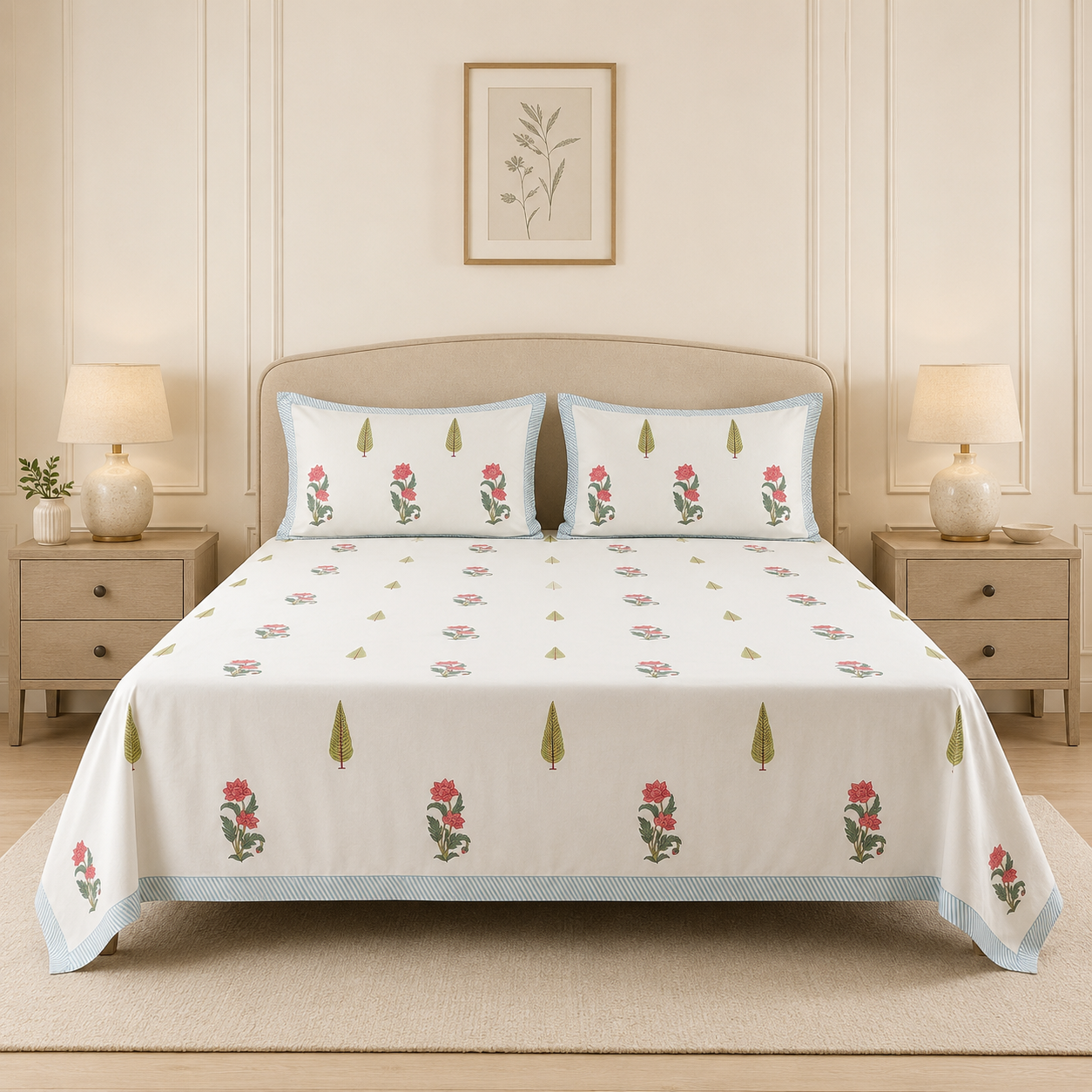 Casement Block Prints Non-Quilted Bedcover – 108 x 108 Inches Product Code :- 55B108RKEH