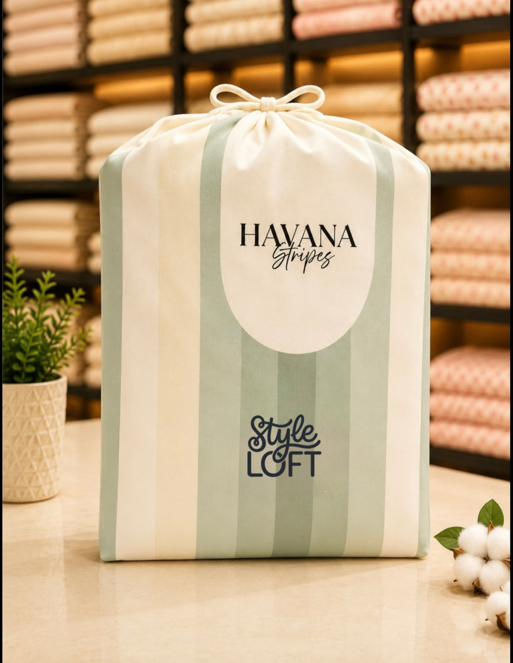 Thick Cotton Havana Stripes Bedsheet Set | King Size