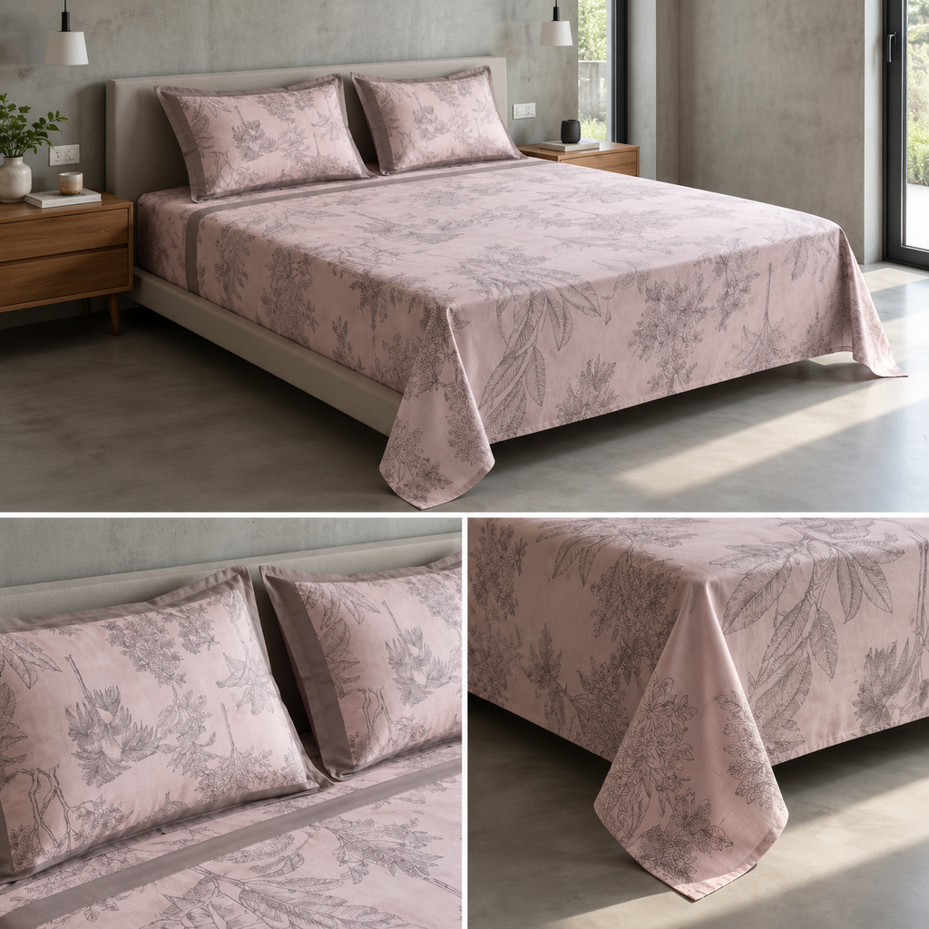 Luxury 350 Thread Count Pure Cotton Floral Bedsheets Product Code :- 55B175RKEH