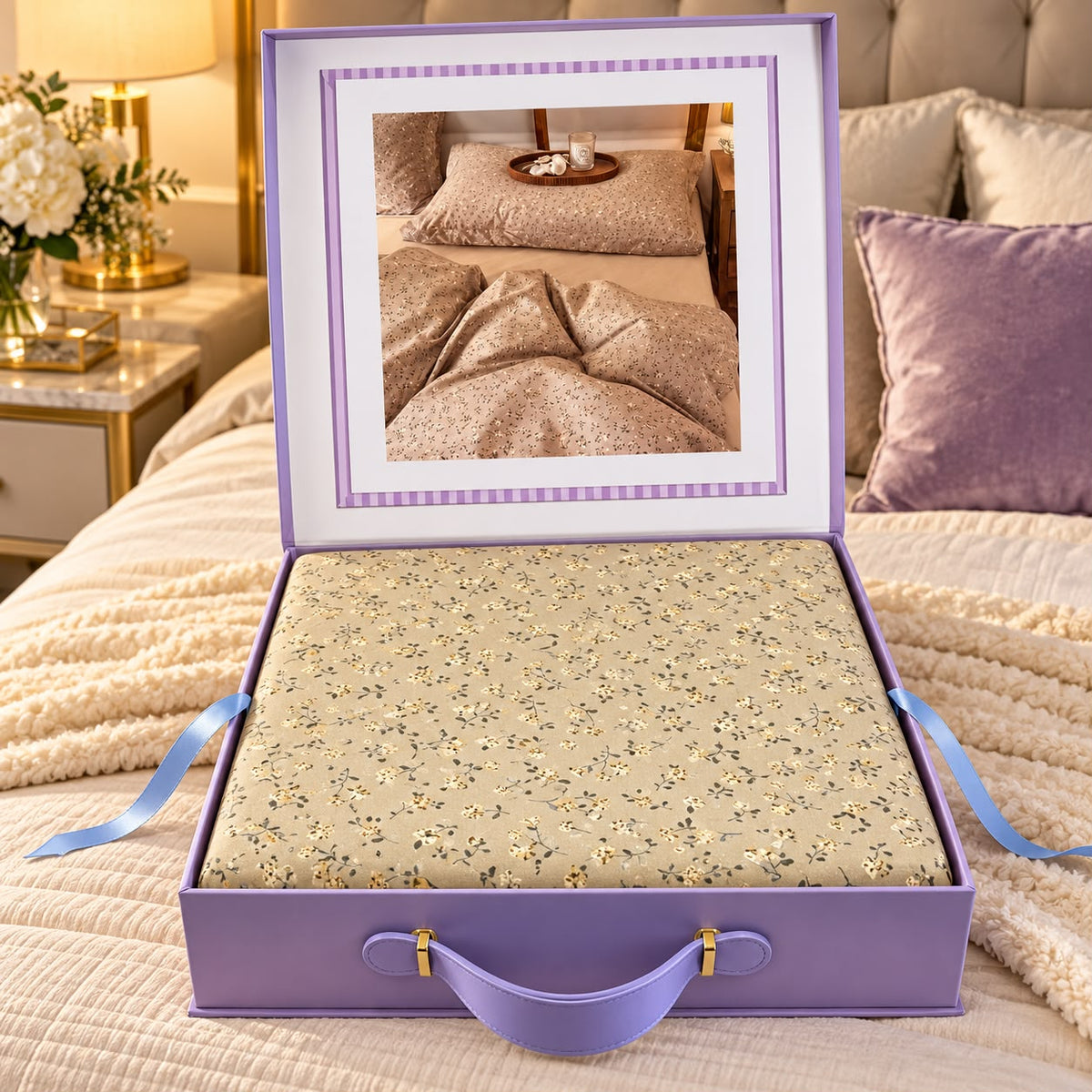 Premium Luxury 4 Piece Duvet Cover & Bedsheet Gift Box Set