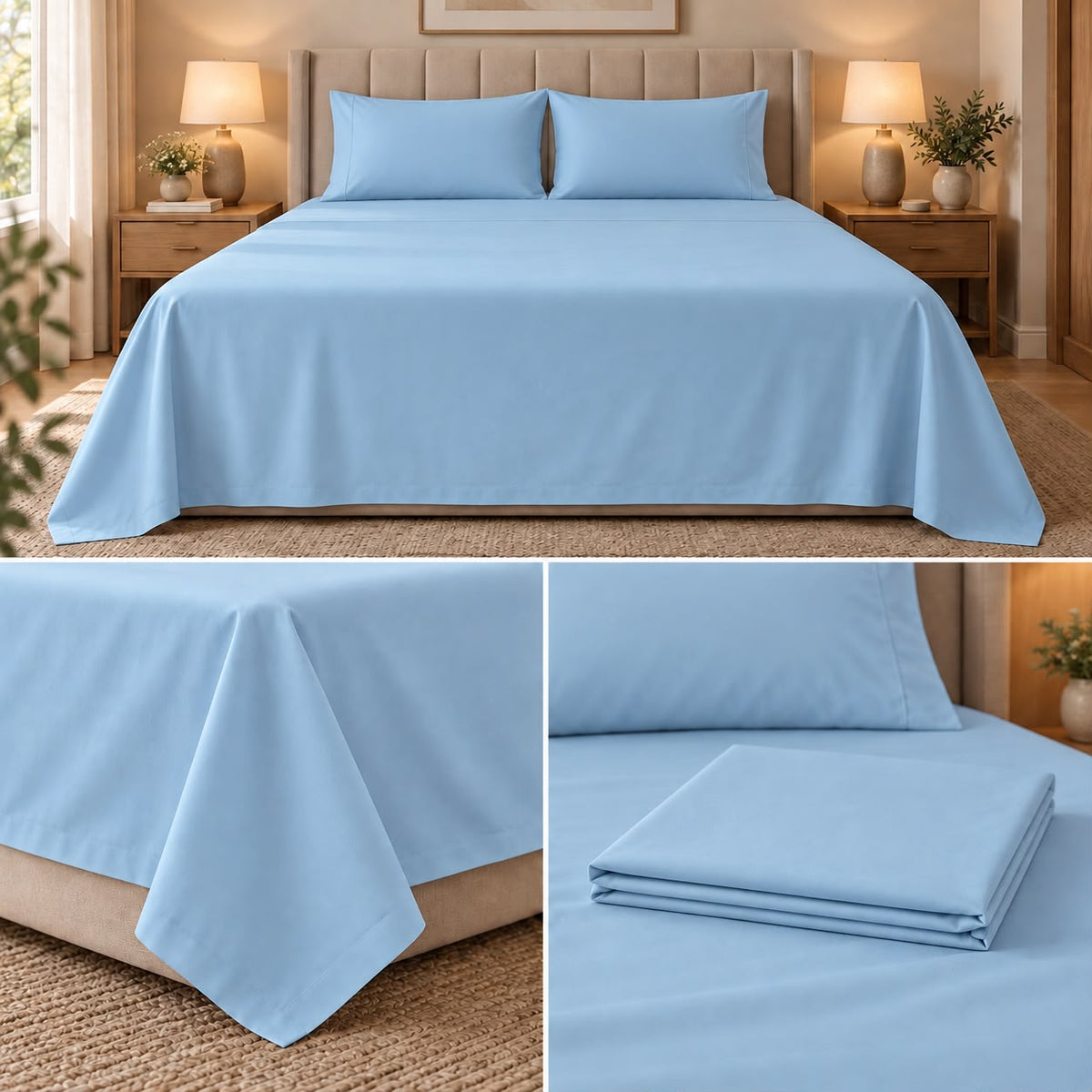 Cloud Pure Luxe 100% Cotton Super King Bedsheet Set – 108 × 108 Inches