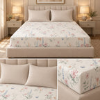 Wildflower Whisper 100% Pure Cotton Fitted Bedsheet Set