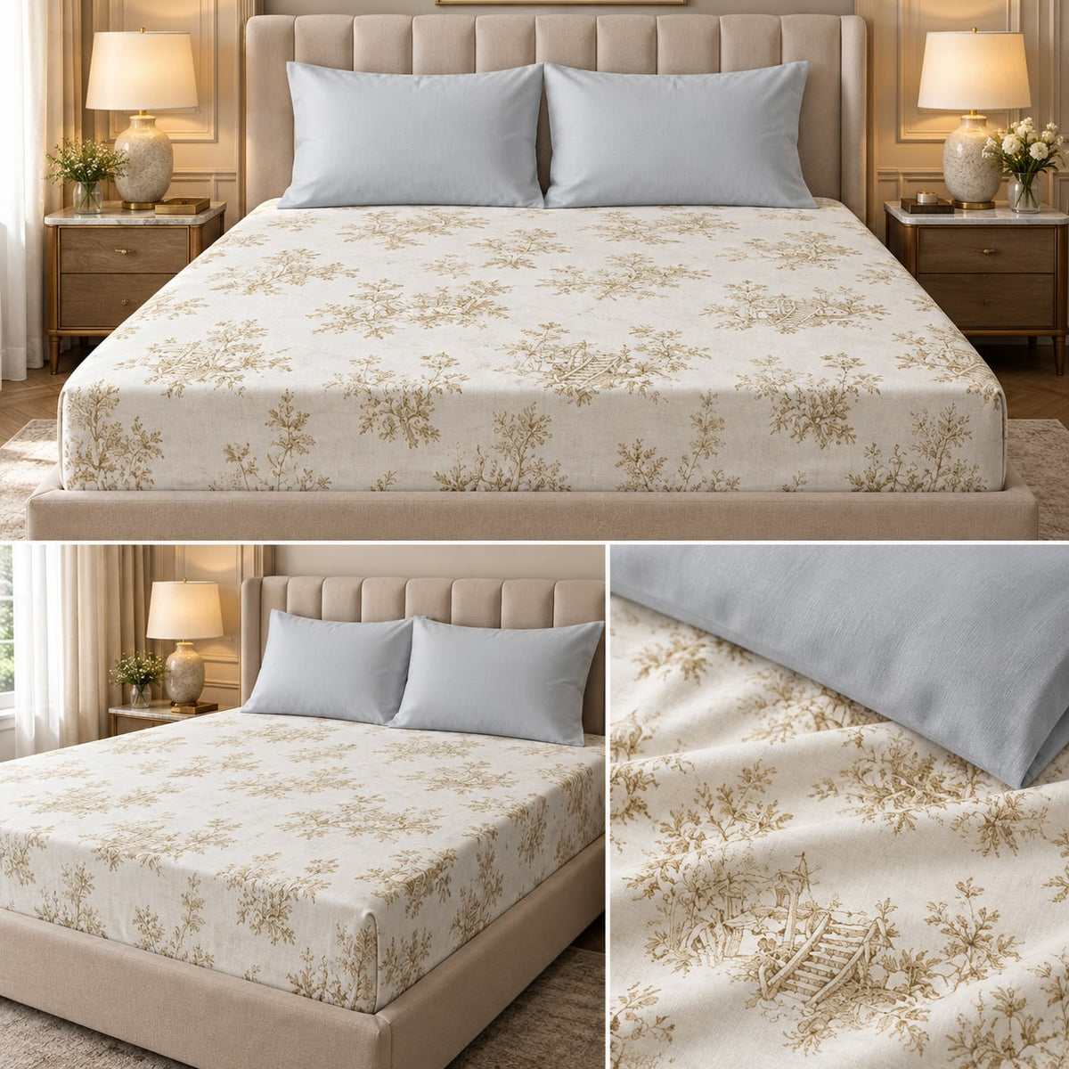 Wildflower Whisper 100% Pure Cotton Fitted Bedsheet Set