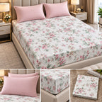 Wildflower Whisper 100% Pure Cotton Fitted Bedsheet Set