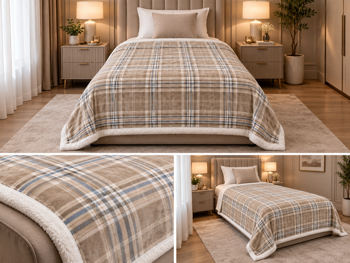 European Inspired Sherpa inside  Blanket –  Single Product Code :- 55B165RKEH