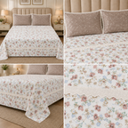 Victorian English Print King Size Bedsheet with Lace Product Code :- 55B99RKEH