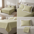 Bamboo Fabric 450 TC King Size Bedsheet with 2 Designer Border Pillow Covers Pure Cotton | Product Code :- 55B135RKEH