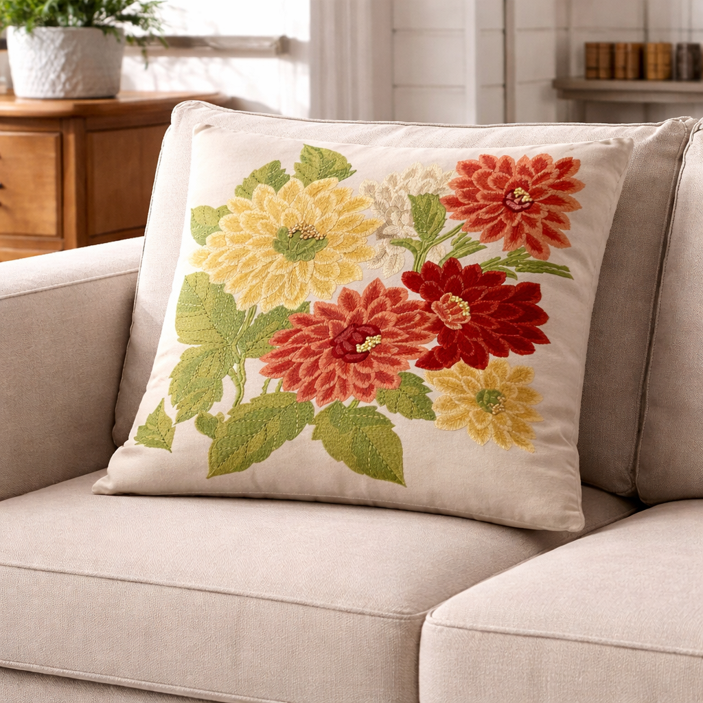 Hand Embroidered Cushion Covers – 20 x 20 Inch (Cotton Base)