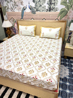 Block Prints Pure Cotton Printed Fitted Bedsheet Set with 2 Pillow Covers