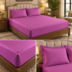 Luxe Weave Jacquard Fitted Bedsheet Set – Double Bed, 3 Pcs Set