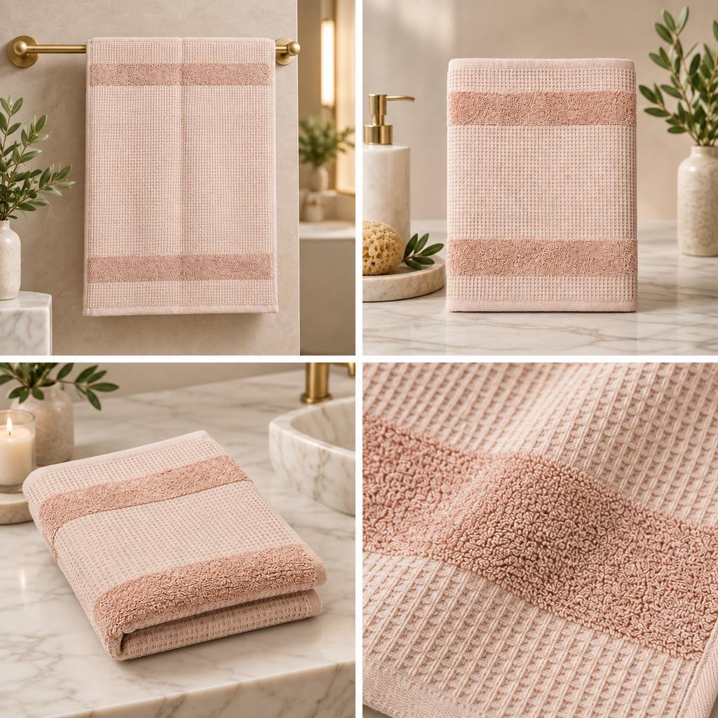 Luxe Waffle Terry Cotton Hand Towel – 40 × 60 CM | Textured Everyday Towel