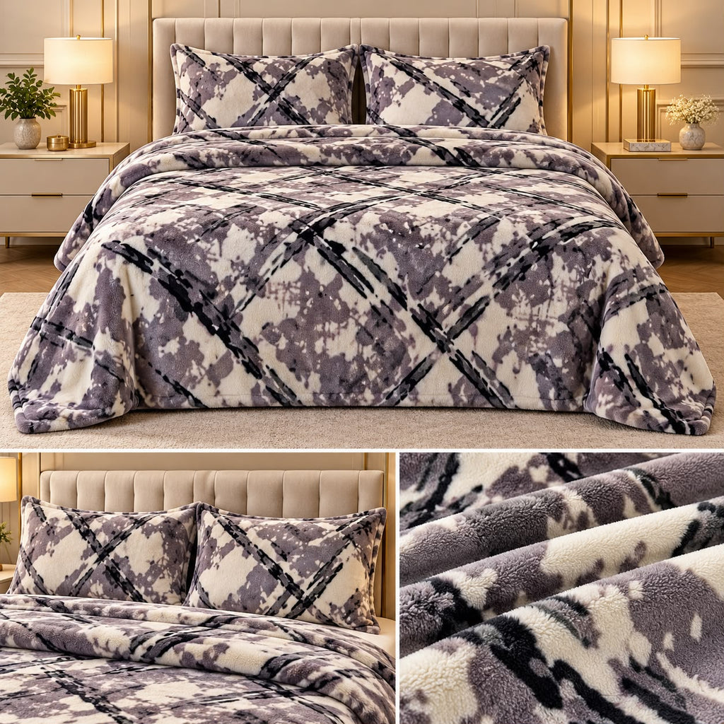 Ultra Soft Velvet Winter Bedsheet Set – Double Bed 3 Pcs