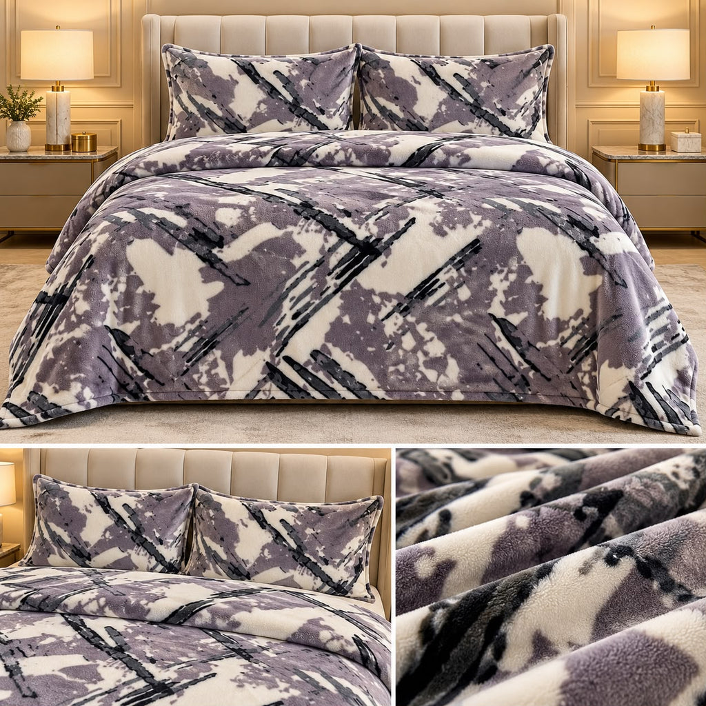 Ultra Soft Velvet Winter Bedsheet Set – Double Bed 3 Pcs