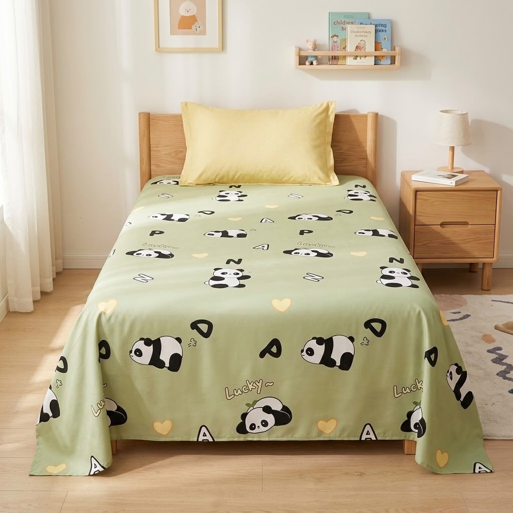 Premium Kids Cartoon Printed Single Bedsheet Set – 100 % Pure Cotton