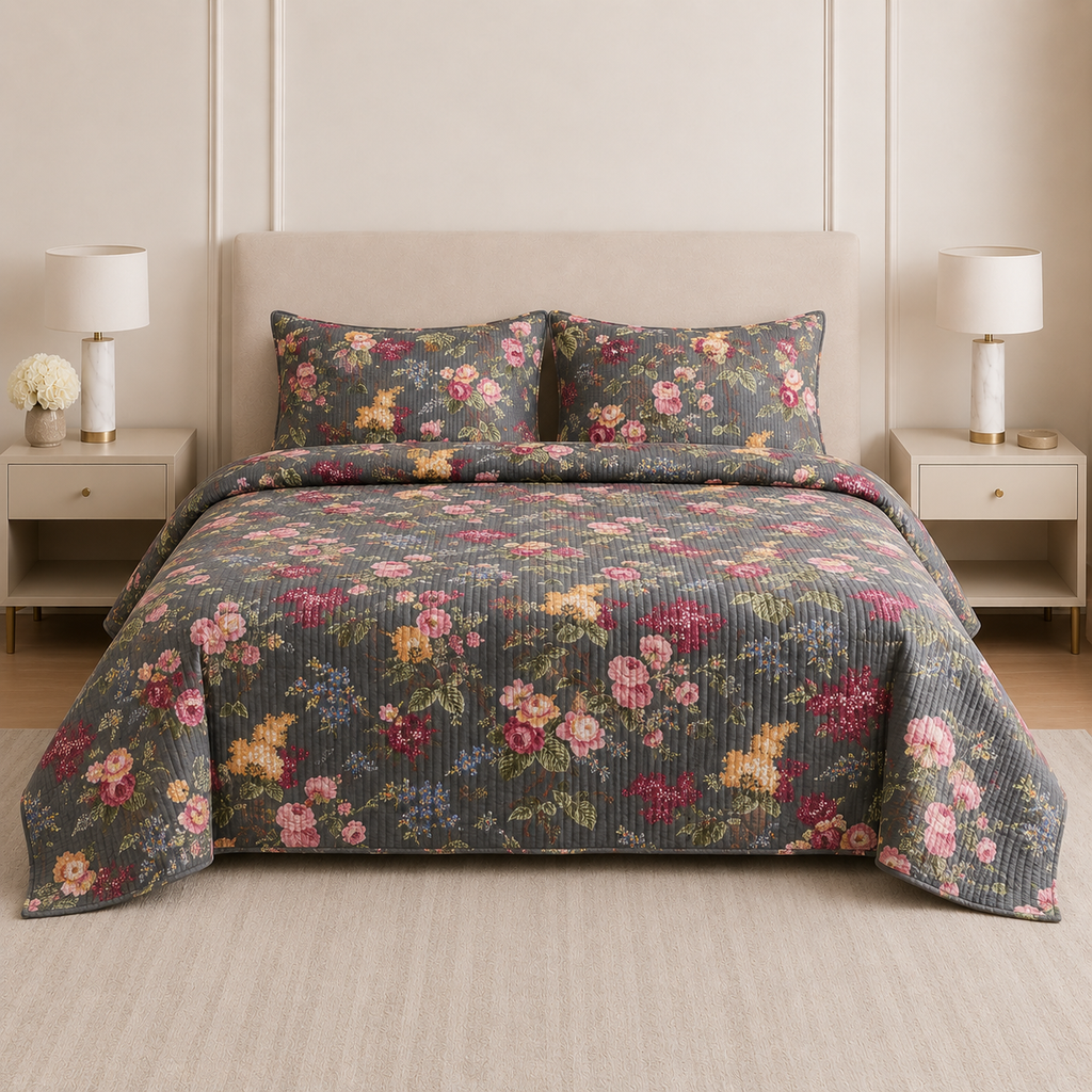 5 Piece Pure Cotton Reversible Quilted Bedcover Product Code :- 55B315RKEH